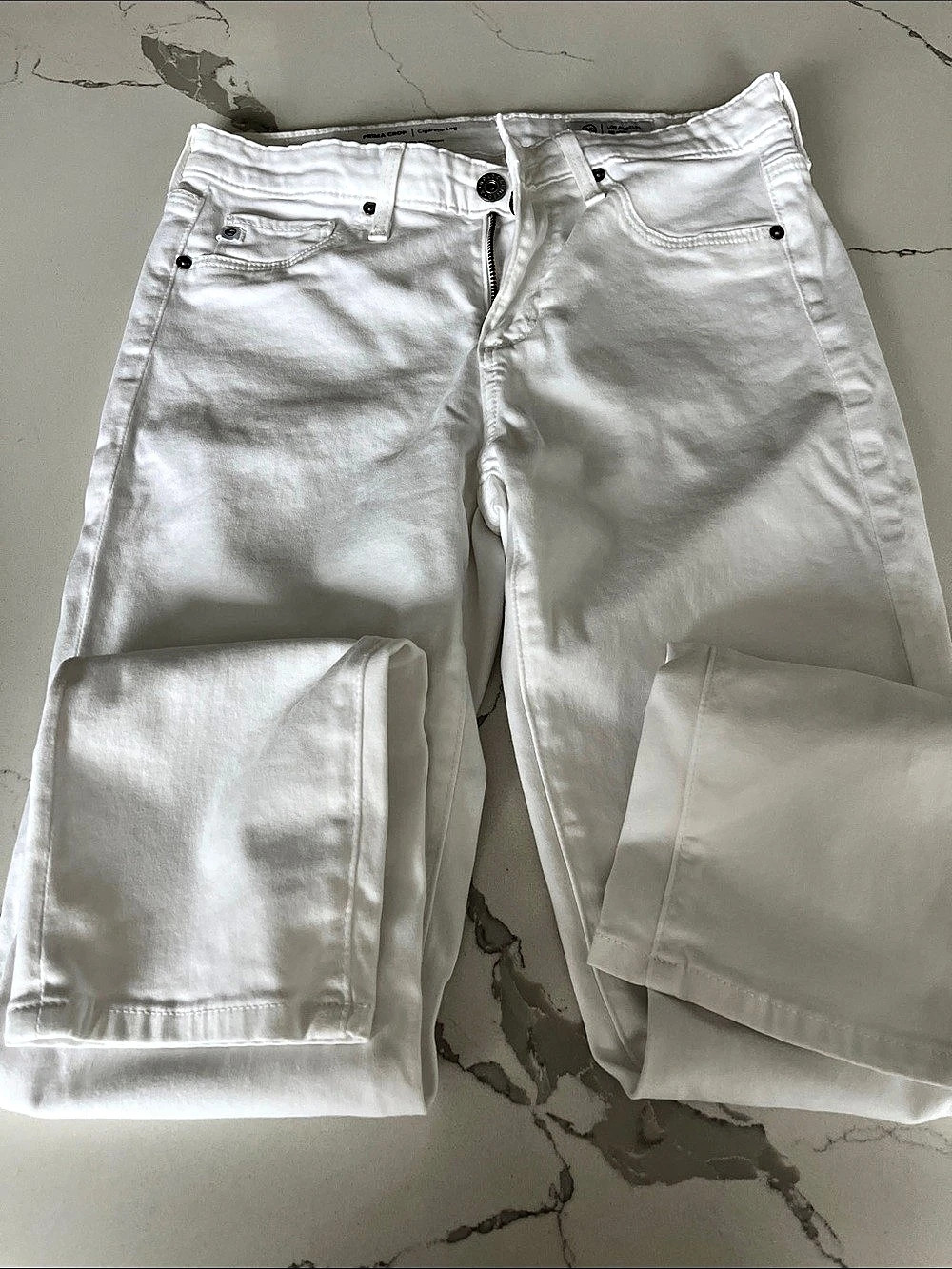 AG Prima Crop Straight Leg Jeans in White Waist 26 Like New